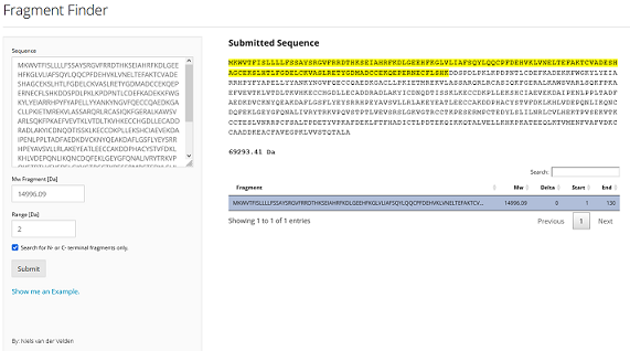 Protein Fragment Finder screenshot